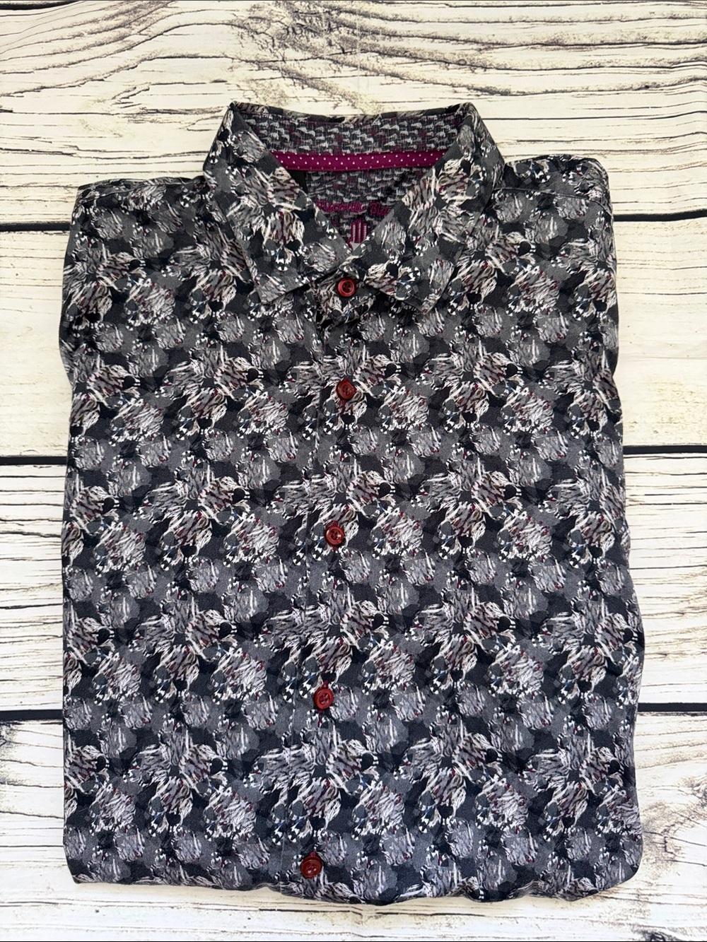 Visoncti Black Men's Black & Gray Skull Printed Button-Up Dress Shirt XL
